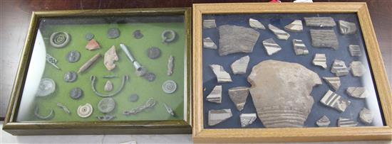 Two cased collections of Roman and Pueblo Native American artefacts,